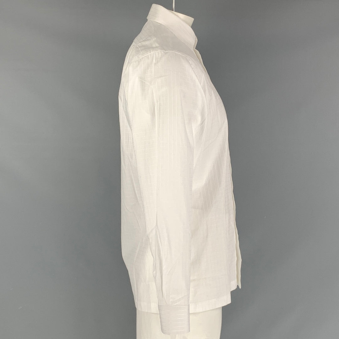 OLIVER SPENCER Taille L Chemise à manches longues blanche avec bouton en coton brodé