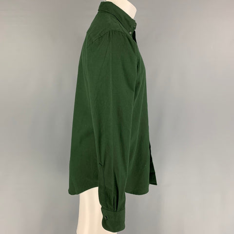NAKED AND FAMOUS Size M Forest Green Cotton Long Sleeve Shirt