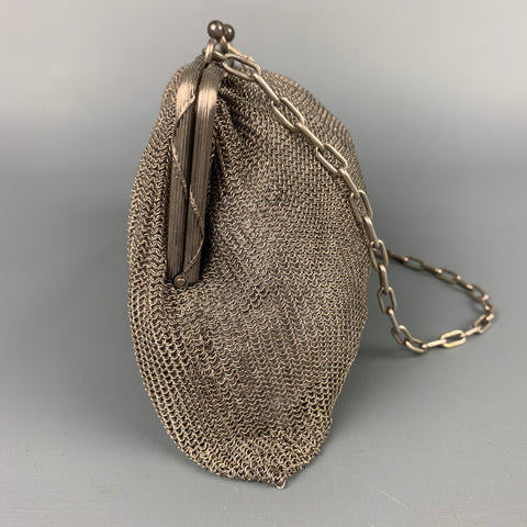 VINTAGE Silver Mesh Chainmail Metal 20's Evening Handbag
