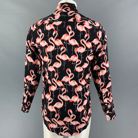 MARC JACOBS Size S Black Pink Print Viscose Button Up Long Sleeve Shirt
