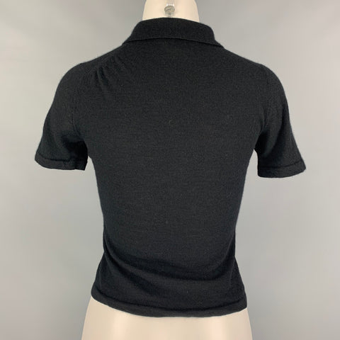 COLECCIÓN RALPH LAUREN Talla S Polo tipo jersey de manga corta de cachemir y seda negro