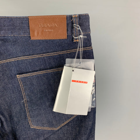 PRADA Size 33 Blue Cotton Slim Button Fly Jeans