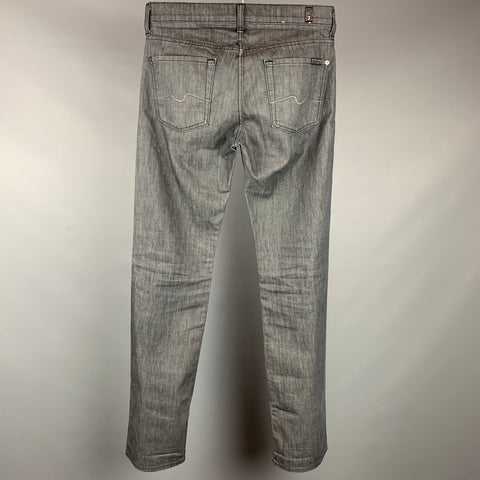 7 FOR ALL MANKIND Size 29 Grey Cotton Standard Straight Jeans