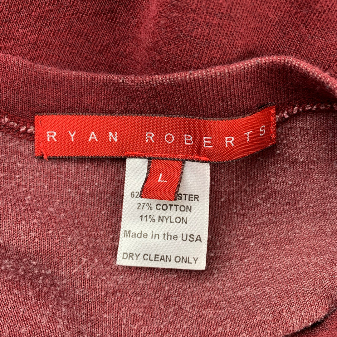 RYAN ROBERTS Size L Burgundy Polyester Blend Crew-Neck Pullover