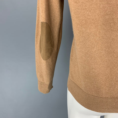 VINTAGE Size M Camel Cashmere Elbow Patches Cardigan