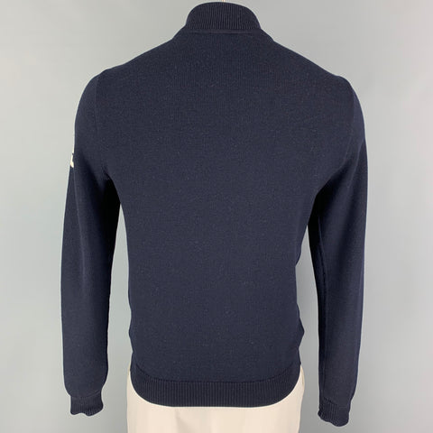 GUCCI Size L Navy Knitted Wool Zip Up Jacket