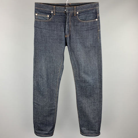 DIOR HOMME Size 32 Indigo Contrast Stitch Denim Button Fly Jeans