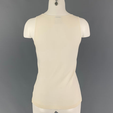 CHANEL 03C Talla 6 Camiseta sin mangas de rayón de algodón beige