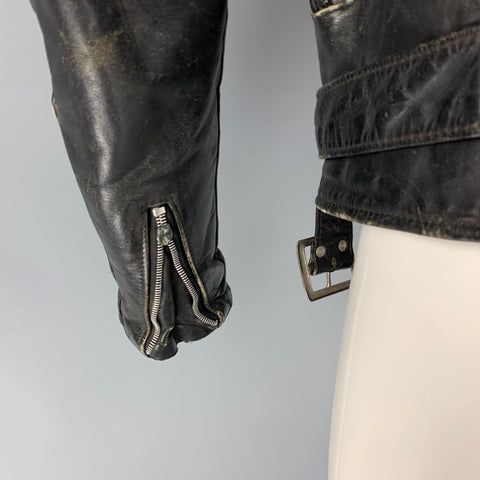 SCHOTT Perfecto Size 40 Black Distressed Leather Motorcycle Jacket
