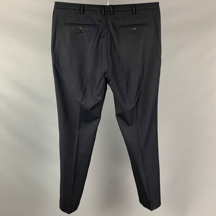 CALVIN KLEIN COLLECTION Size 33 Navy Wool Zip Fly Dress Pants