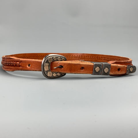 VINTAGE Taille 36 Ceinture en cuir tressé marron