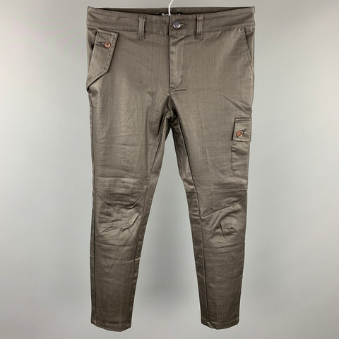 BETABRAND Size 29 Charcoal Coated Canvas Zip Fly Casual Pants