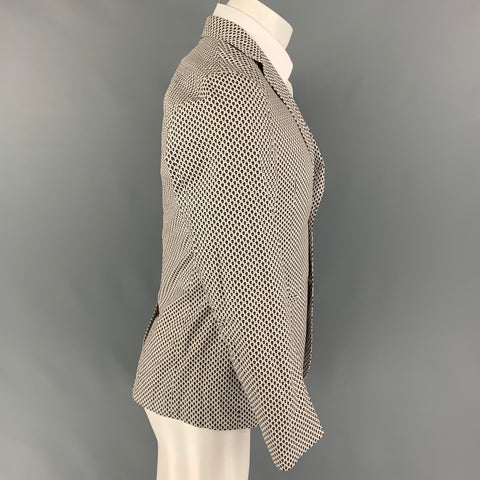 ALEXANDER MCQUEEN Size 34 White Navy Red Skulls Cotton Sport Coat