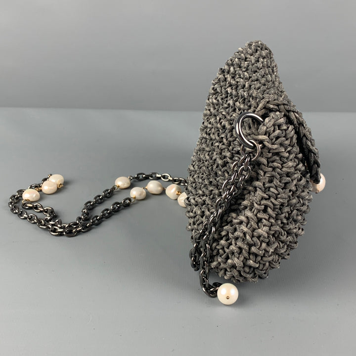 GRAZIA & MARICA VOZZA Grey Woven Pearl Shoulder Bag