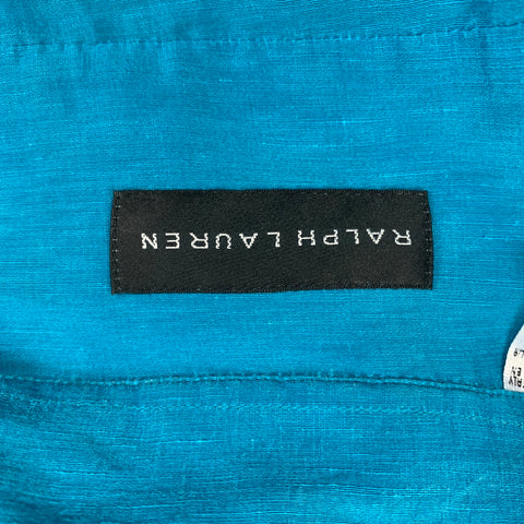 RALPH LAUREN Size S Aqua Linen / Silk Button Up Long Sleeve Shirt