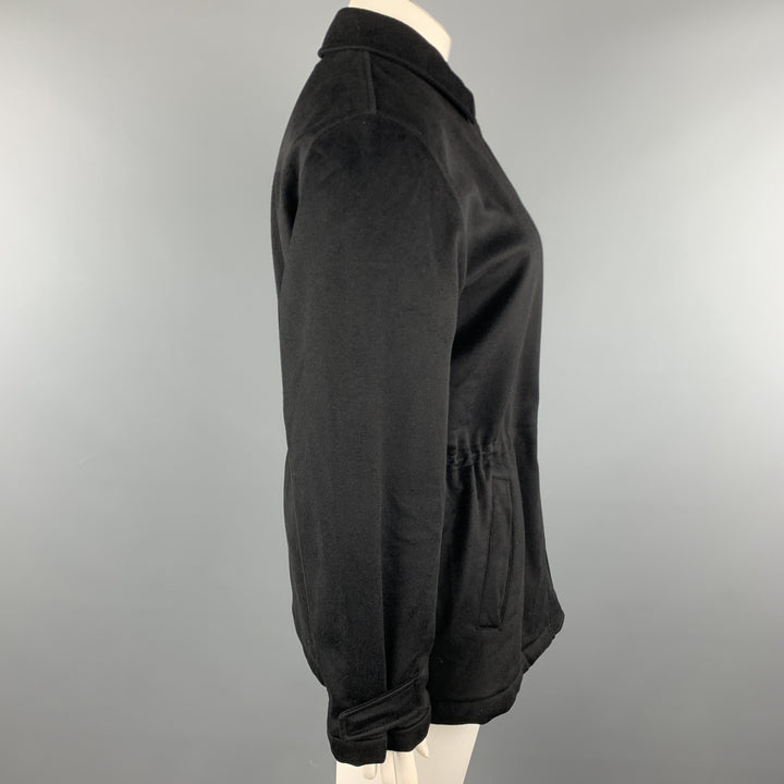 LORO PIANA Size 12 Black Cashmere STORM SYSTEM Drawstring Jacket