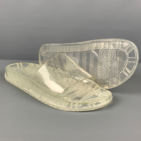 GUCCI Size 9.5 Clear Logo Rubber Sandals