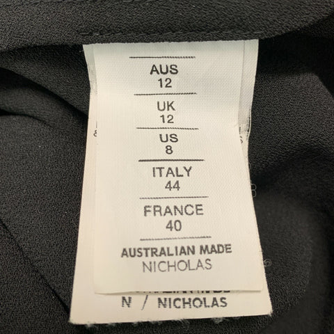 N/NICHOLAS Taille 8 Robe de cocktail à manches longues en polyester noir