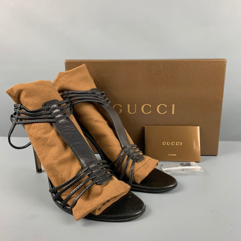 GUCCI Taille 9 Sandales à bride en cuir noir