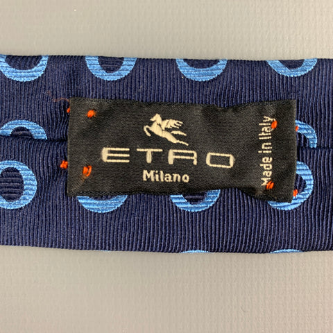 ETRO Navy Blue Circles Silk Tie