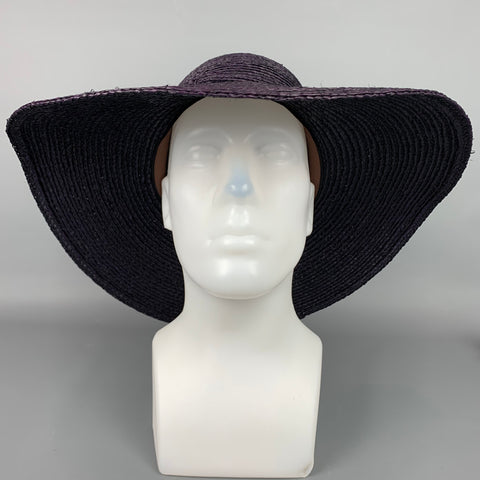 FLORA BELLA Chapeau à large bord tissé aubergine
