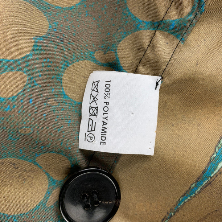 DRIES VAN NOTEN F/W 18 Size L Black & Brown Dyed Polyamide Hidden Zip Up Coat
