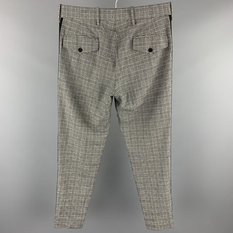 PAUL SMITH Size 32 Black & White Plaid Polyester Zip Fly Dress Pants
