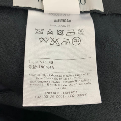 VALENTINO Talla 32 Pantalón de vestir de esmoquin de mohair de lana negro azul marino