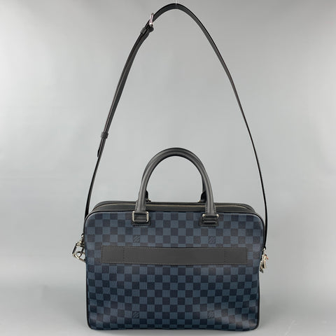 LOUIS VUITTON Navy & Blue Damier Graphite Canvas Leather Trim Canvas Porte-Documents Business Bag