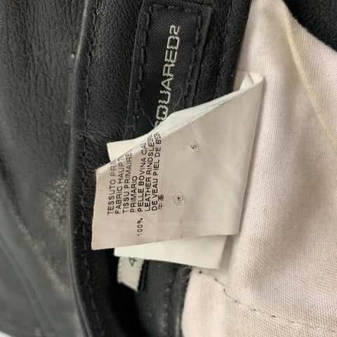 DSQUARED2 Size 32 Black Leather Zip Fly Casual Pants