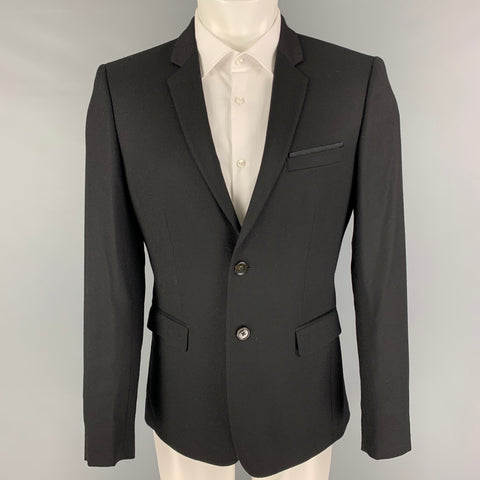 THE KOOPLES Size 38 Black Wool Notch Lapel Sport Coat