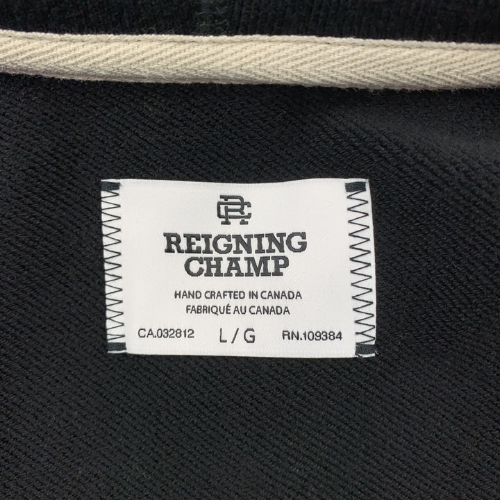 REIGNING CHAMP Size L Black Cotton Hooded Sweatshirt