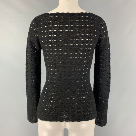DOLCE &amp; GABBANA Jersey de crochet de lana con cuello cuadrado negro talla S