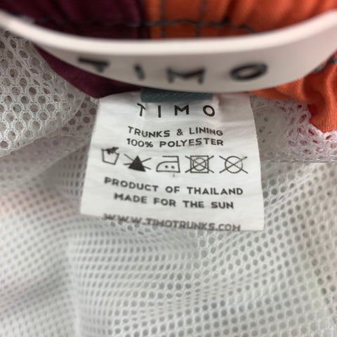 TIMO Size M Multi-Color Print Polyester Drawstring Swim Trunks