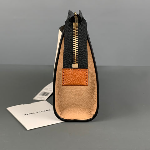 MARC JACOBS Black Tan Color Block Leather Clutch