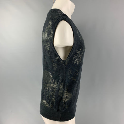IRO Nuala Size S Slate Grey Distressed Cotton Blend Sleeveless Pullover