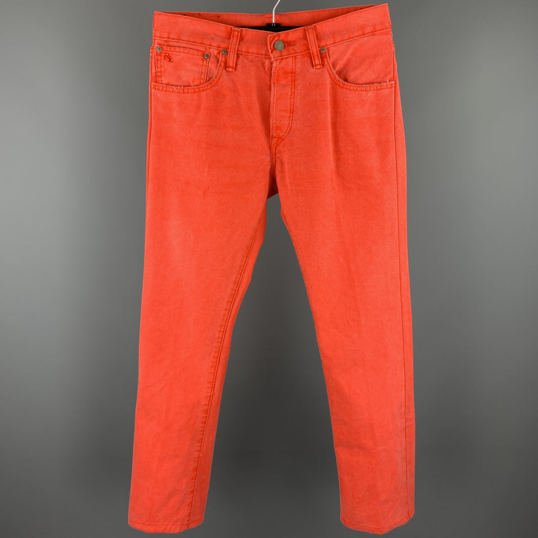 RALPH LAUREN Size 30 Orange Denim Button Fly Jeans