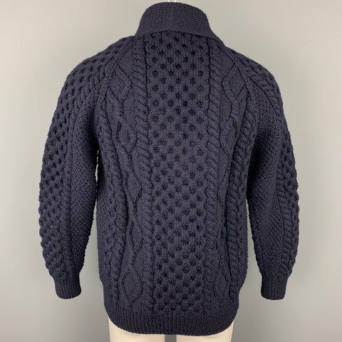 INVERALLAN Cárdigan Pescador de Lana de Punto Azul Marino Talla L