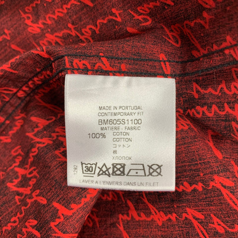 GIVENCHY Size M Black Red Signature Cotton Button Down Long Sleeve Shirt