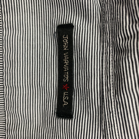 JOHN VARVATOS Size M Black White Stripe Cotton Button Up Long Sleeve Shirt