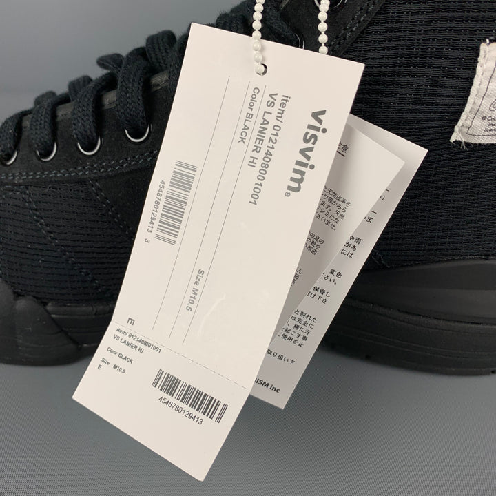 VISVIM Size 10.5 Black Mixed Material Lanier High-Top Sneakers
