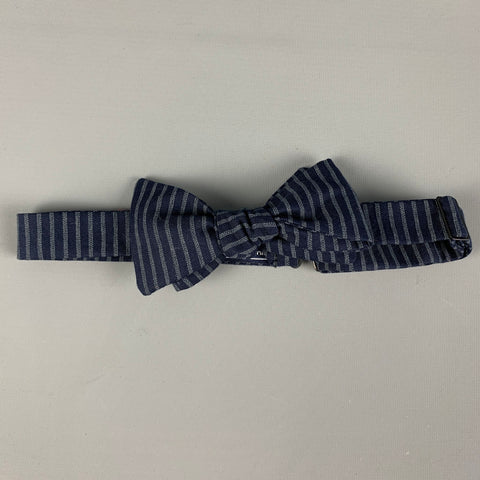 BLADE+BLUE Navy Blue Stripe Cotton Bow Tie