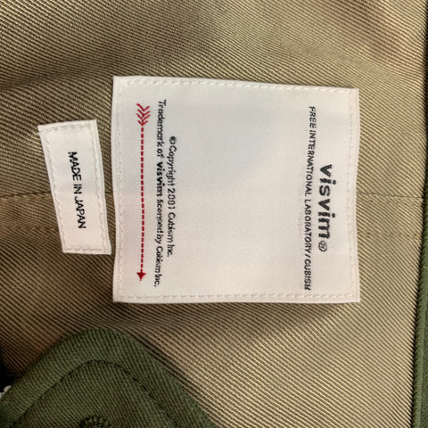 VISVIM Talla M Abrigo de cola de pez de gran tamaño de lana / lino verde Six-Five