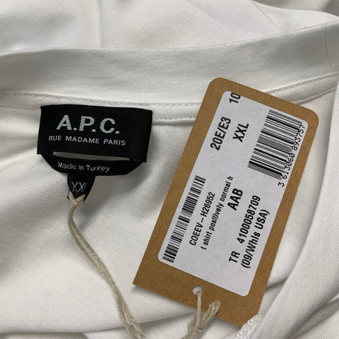 A.P.C. Size XXL White Embroidery Cotton Crew-Neck T-shirt