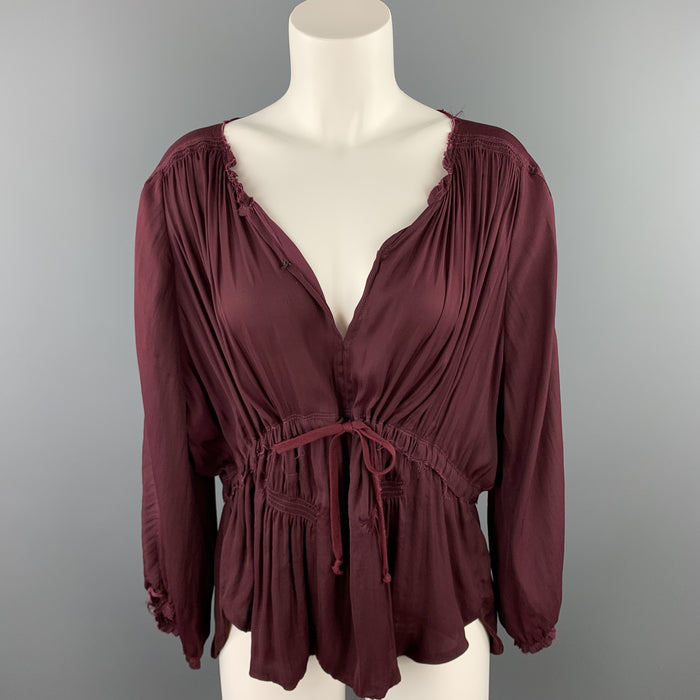 ISABEL MARANT Size M Burgundy Polyester Drawstring Boho Blouse