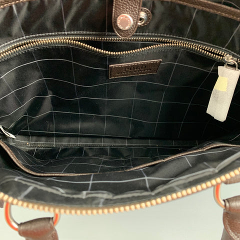 POLO by RALPH LAUREN Brown Pebble Grain Leather Briefcase Bag
