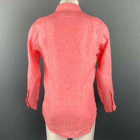 RALPH LAUREN Size S Salmon Heather Linen Button Up Long Sleeve Shirt