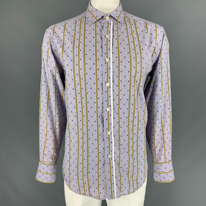 ROBERT GRAHAM Size XL Purple Yellow & Stripe Cotton Button Up  Long Sleeve Shirt
