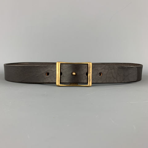 KIKA NY 32 Dark Brown Leather Brass Button Stud Buckle CONWAY Belt