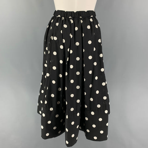 COMME des GARCONS Size S Black White Cotton Polka Dot Pleated Skirt